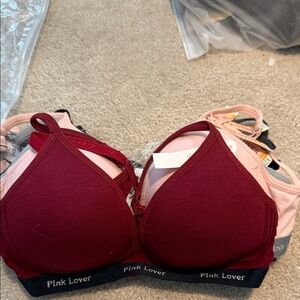 Pink lover 6 pack of six bras no wire NWT